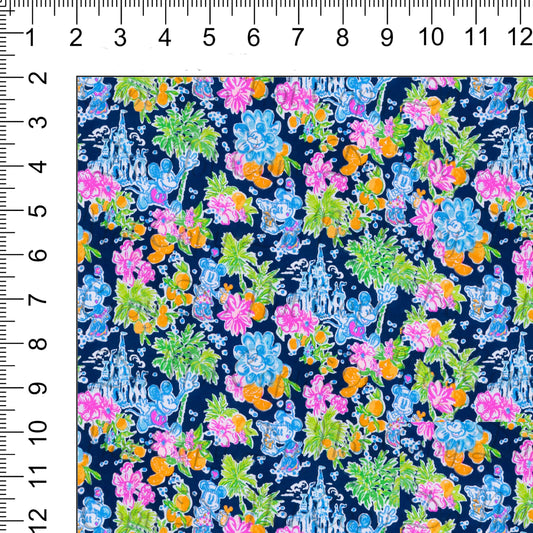 Navy Lilly Woven Retail Fabric