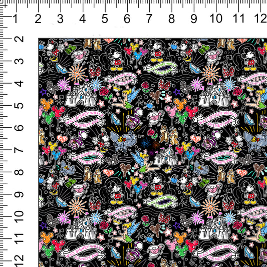 Sketchy Black Woven Retail Fabric