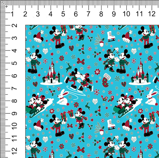 Woodland Christmas Blue Woven Retail Fabric
