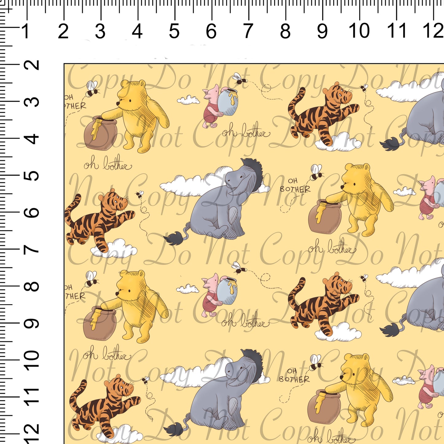 Oh Bother Yellow Woven Retail Fabric