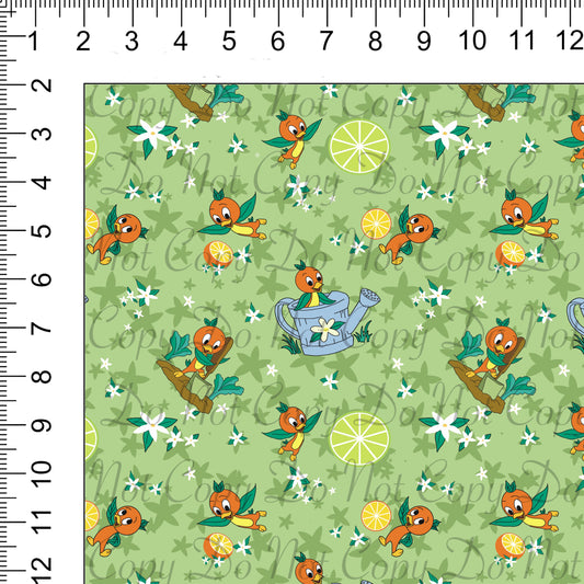 Orange Bird Woven Retail Fabric