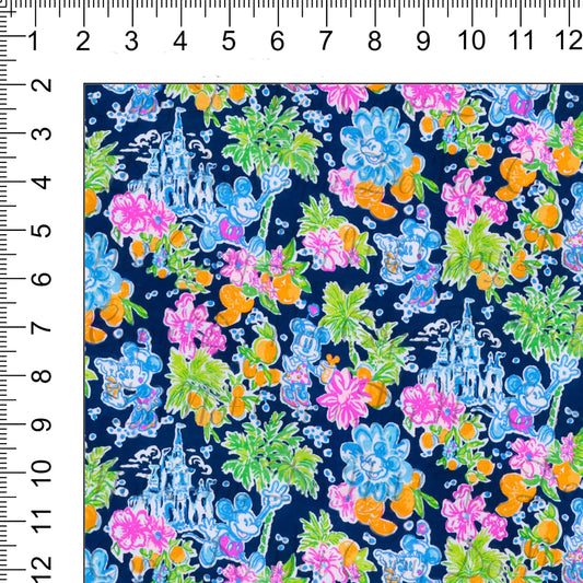 Navy Lilly Woven Retail Fabric