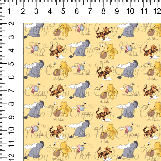 Oh Bother Yellow Woven Retail Fabric
