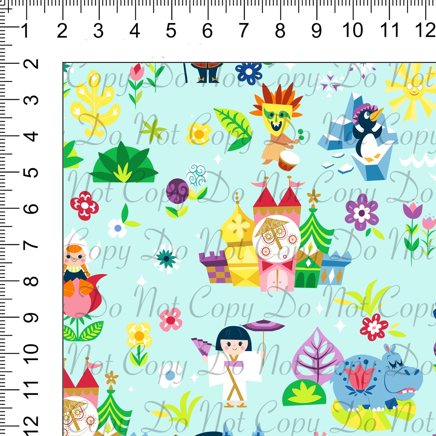 Around the World Aqua Woven Retail Fabric