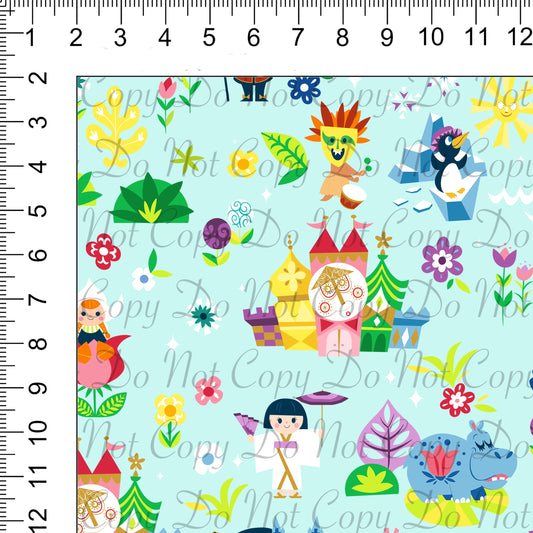 Around the World Aqua Woven Retail Fabric